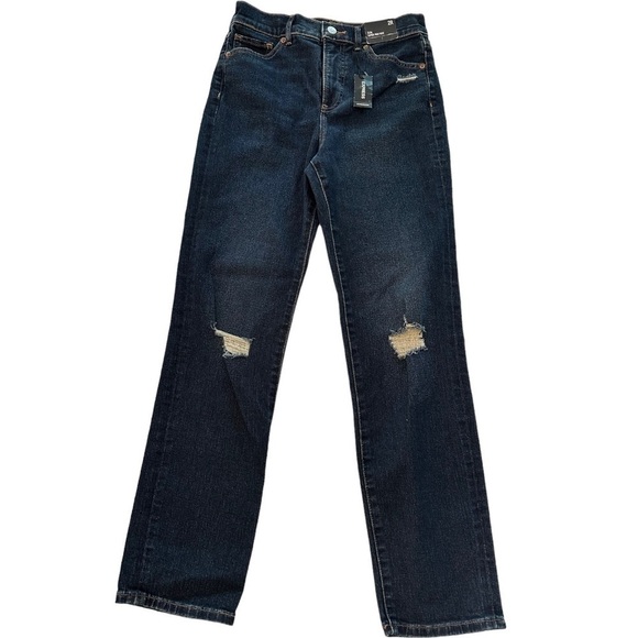 Express NWT Slim Super High Rise Distressed Ripped Knees Jeans - Picture 2 of 7
